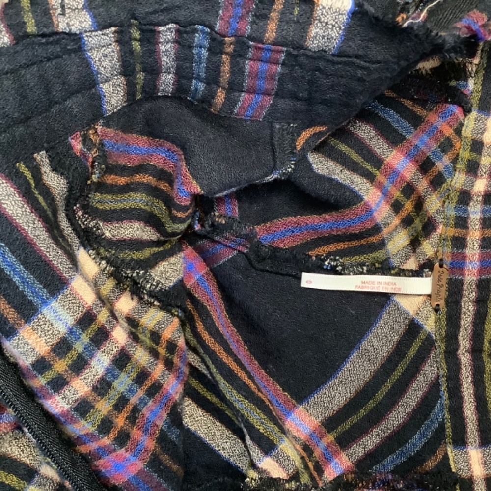 Free People Ombré Dip-dyed Plaid Maxi Skirt Frayed Hem Purple Red Black - Picture 7 of 7